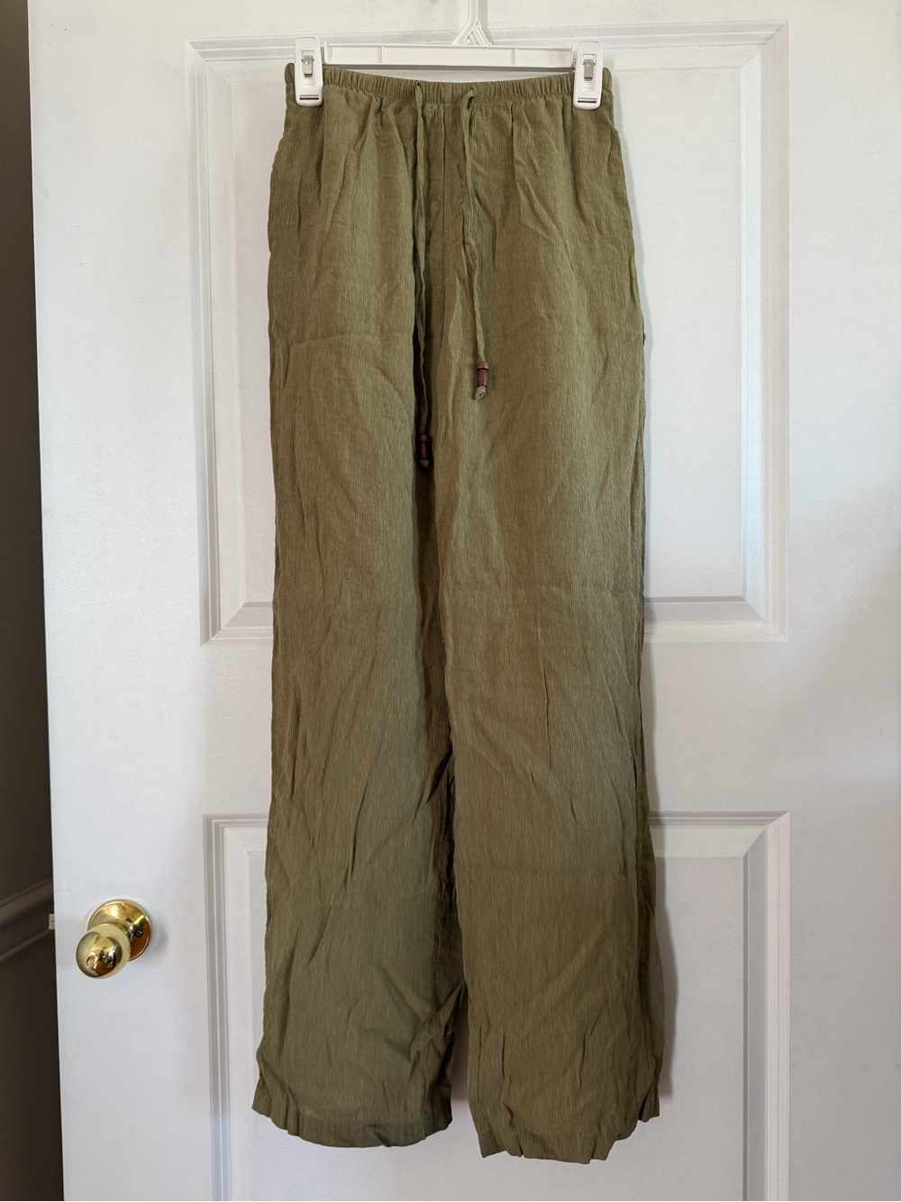 Zara Mid-Waisted Textured Wide Leg Pants Linen Look Boho Chic Size XS